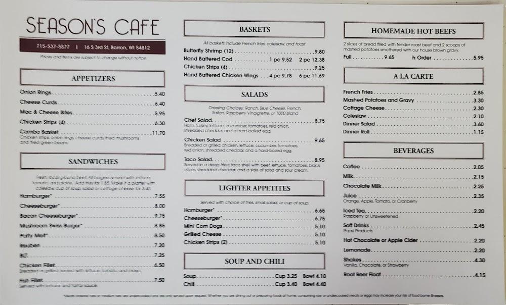 Sharpley's Seasons Cafe Menu image 2